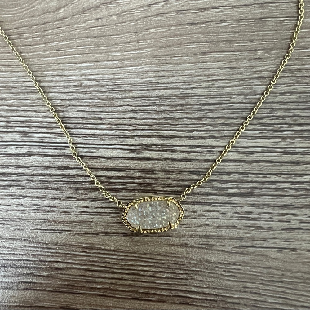 Gold Kendra Scott Necklace White Stone
